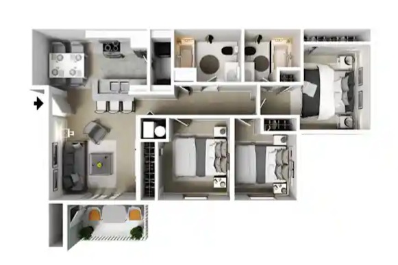 3 Bed 2.0 Bath Floor Plan